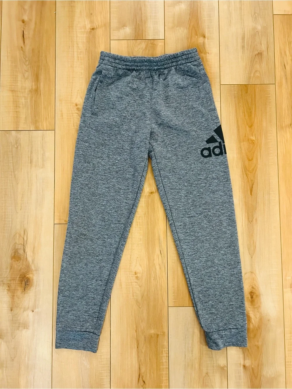 ADIDAS Boys' Grey Logo Jogger Athletic Pants